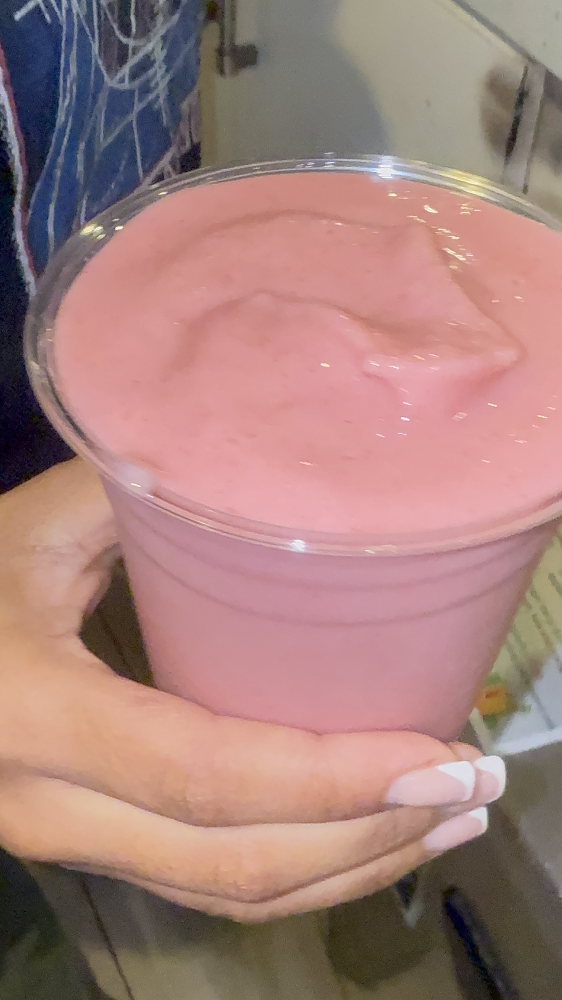 Fresh pink fruit smoothie from Sunshine's in Houston